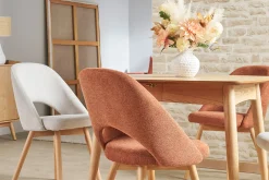 Miliboo Skandinavische Stühle aus Stoff mit strukturiertem Samteffekt in Rostbraun und hellem Holz (2er-Set) COSETTE* Design-stühle