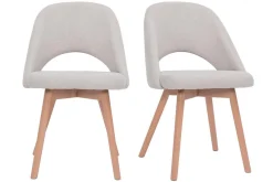 Miliboo Skandinavische Stühle aus beigem Stoff mit Samteffekt und massivem Buchenholz (2er-Set) COSETTE* Design-stühle