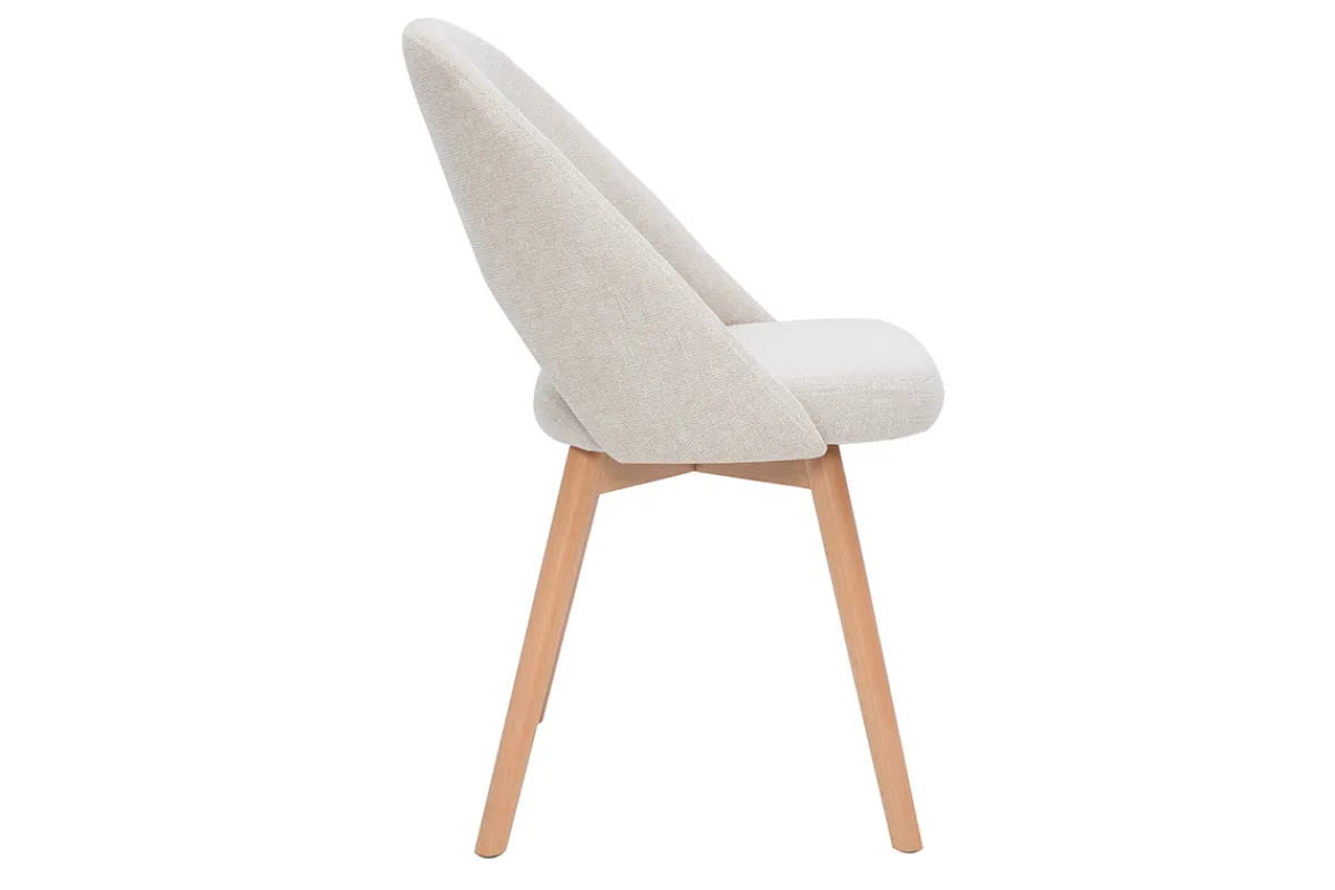 Miliboo Skandinavische Stühle aus beigem Stoff mit Samteffekt und massivem Buchenholz (2er-Set) COSETTE* Design-stühle