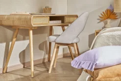 Miliboo Skandinavische Stühle aus beigem Stoff mit Samteffekt und massivem Buchenholz (2er-Set) COSETTE* Design-stühle