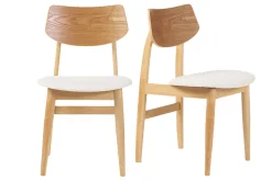 Miliboo Skandinavische Stühle aus Stoff mit Bouclé-Wolleffekt und hellem Holz (2er-Set) ELION* Design-stühle
