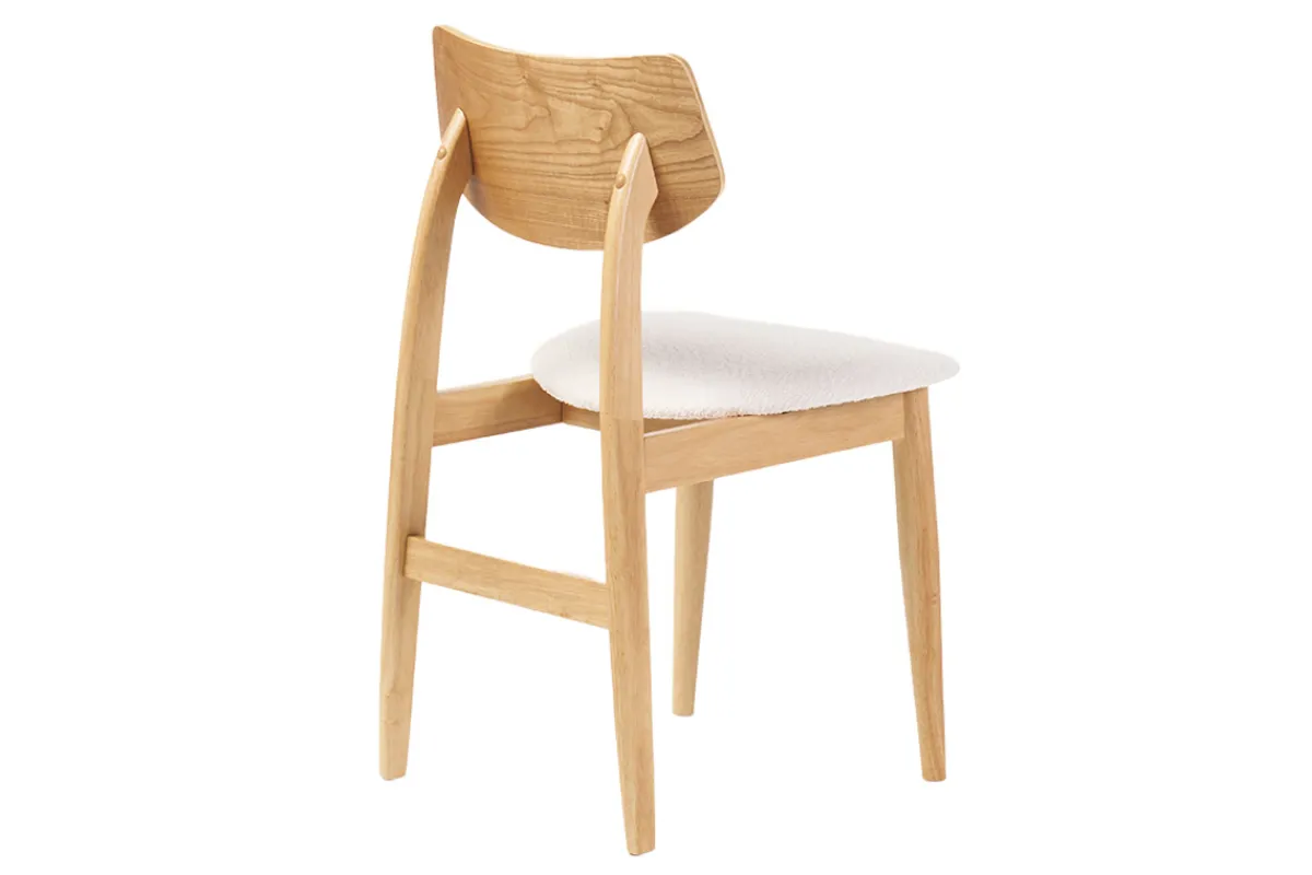 Miliboo Skandinavische Stühle aus Stoff mit Bouclé-Wolleffekt und hellem Holz (2er-Set) ELION* Design-stühle