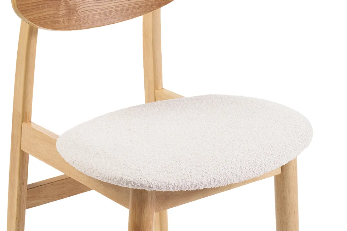 Miliboo Skandinavische Stühle aus Stoff mit Bouclé-Wolleffekt und hellem Holz (2er-Set) ELION* Design-stühle