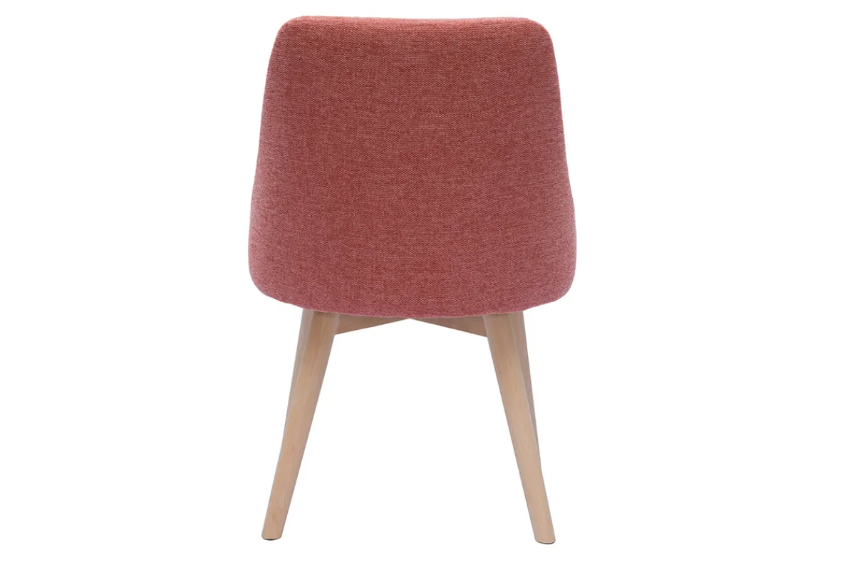 Miliboo Skandinavische Stühle aus Stoff mit strukturiertem Samteffekt in Terracotta und hellem Holz (2er-Set) HIGGINS* Design-stühle