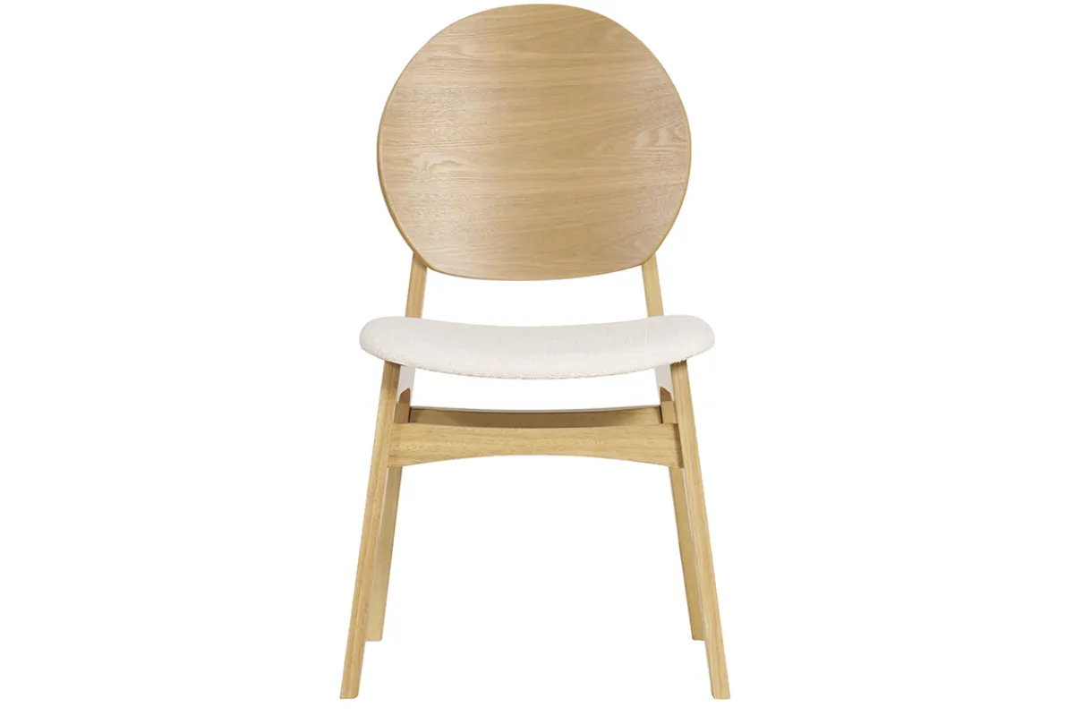Miliboo Skandinavische Stühle aus Stoff mit Bouclé-Wolleffekt und hellem Holz (2er-Set) ELTON* Design-stühle