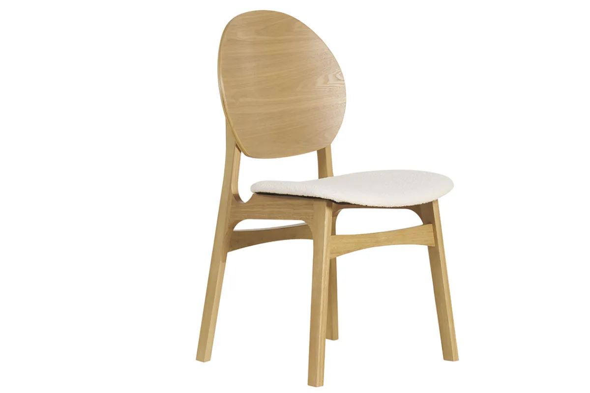 Miliboo Skandinavische Stühle aus Stoff mit Bouclé-Wolleffekt und hellem Holz (2er-Set) ELTON* Design-stühle