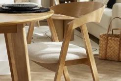 Miliboo Skandinavische Stühle aus hellem Eichenholz und Stoff mit Bouclé-Wolleffekt in Ecru (2er-Set) LOVA* Design-stühle|Holzstühle