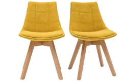 Miliboo Skandinavische Stühle aus senfgelbem Stoff und Holz (2er-Set) MATILDE* Design-stühle