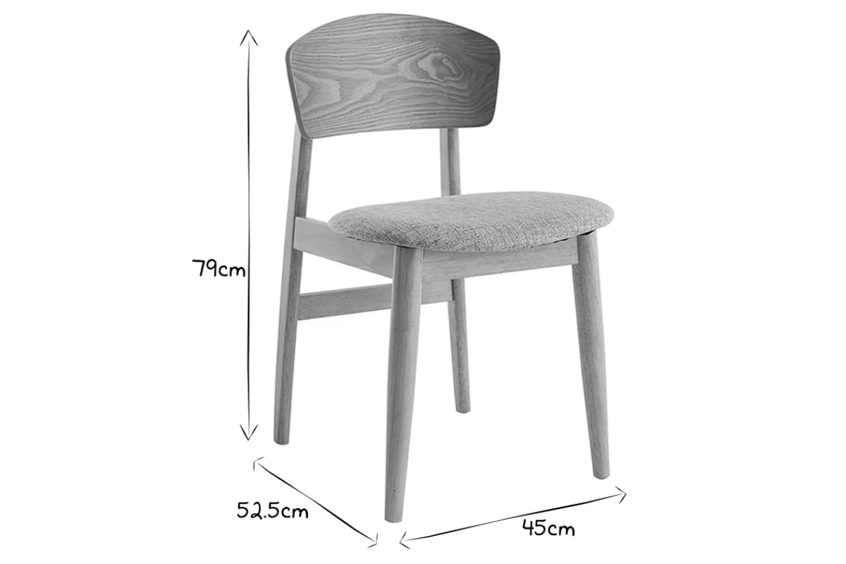 Miliboo Skandinavische Stühle aus hellem Holz und hellgrauem Stoff (2er-Set) ELION* Design-stühle|Holzstühle
