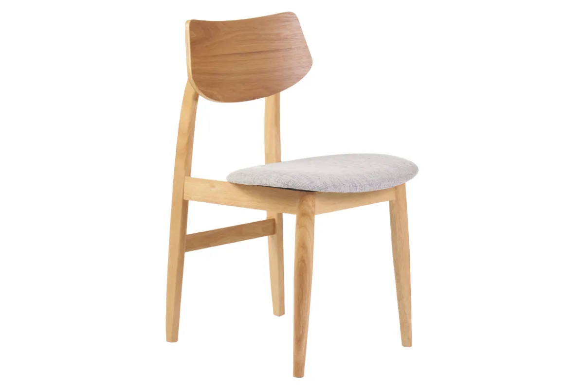 Miliboo Skandinavische Stühle aus hellem Holz und hellgrauem Stoff (2er-Set) ELION* Design-stühle|Holzstühle