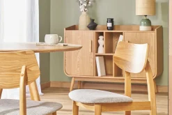 Miliboo Skandinavische Stühle aus hellem Holz und hellgrauem Stoff (2er-Set) ELION* Design-stühle|Holzstühle