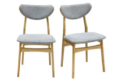 Miliboo Skandinavische Stühle aus graumeliertem Stoff mit Samteffekt und hellem Holz aus massiver Eiche (2er-Set) MAYA* Design-stühle