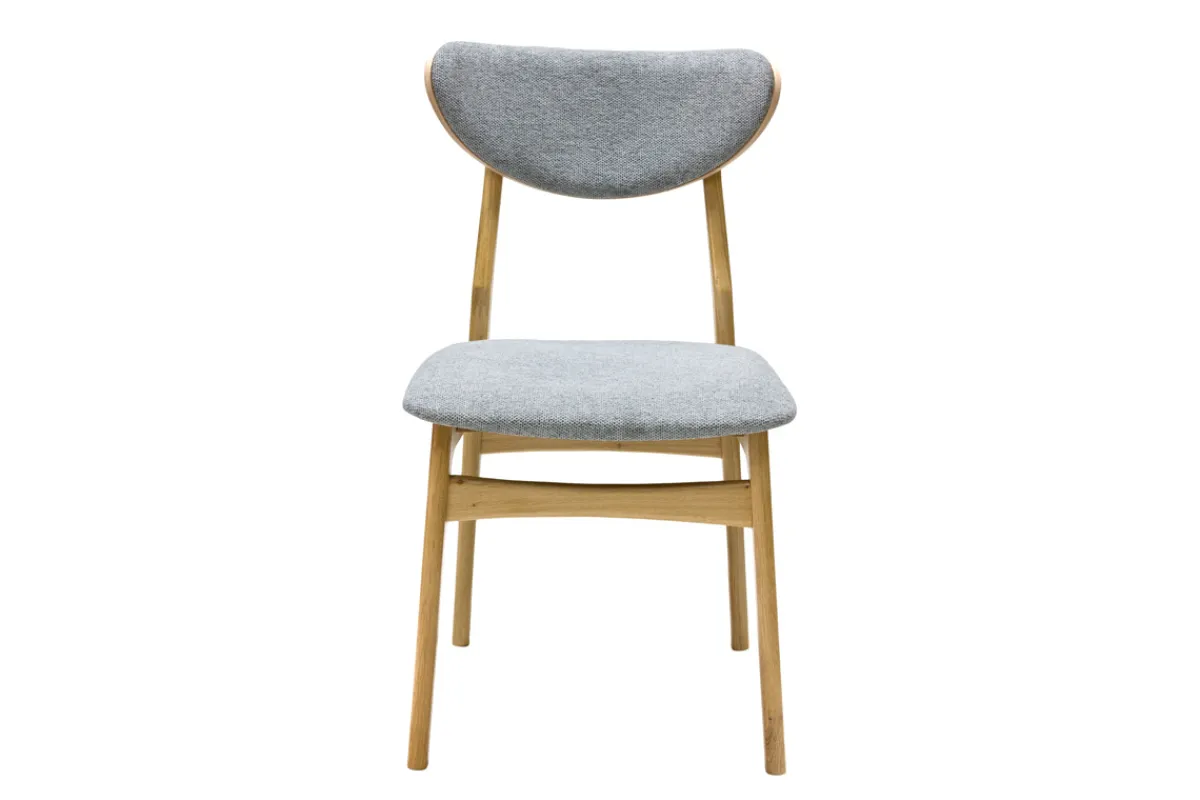Miliboo Skandinavische Stühle aus graumeliertem Stoff mit Samteffekt und hellem Holz aus massiver Eiche (2er-Set) MAYA* Design-stühle