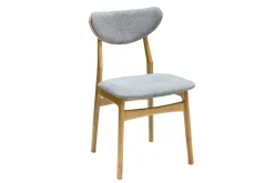 Miliboo Skandinavische Stühle aus graumeliertem Stoff mit Samteffekt und hellem Holz aus massiver Eiche (2er-Set) MAYA* Design-stühle