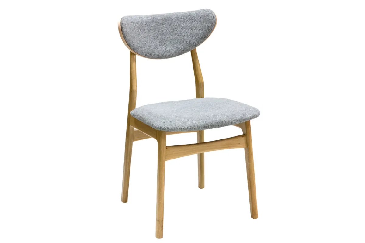 Miliboo Skandinavische Stühle aus graumeliertem Stoff mit Samteffekt und hellem Holz aus massiver Eiche (2er-Set) MAYA* Design-stühle