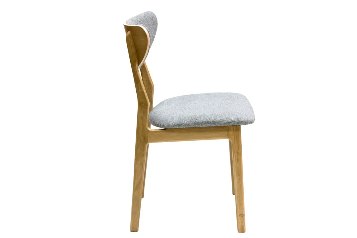 Miliboo Skandinavische Stühle aus graumeliertem Stoff mit Samteffekt und hellem Holz aus massiver Eiche (2er-Set) MAYA* Design-stühle