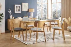 Miliboo Skandinavische Stühle aus hellem Holz und grauem Stoff (2er-Set) FAUVETTE* Design-stühle|Holzstühle