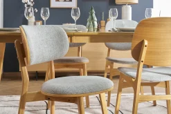 Miliboo Skandinavische Stühle aus hellem Holz und grauem Stoff (2er-Set) FAUVETTE* Design-stühle|Holzstühle