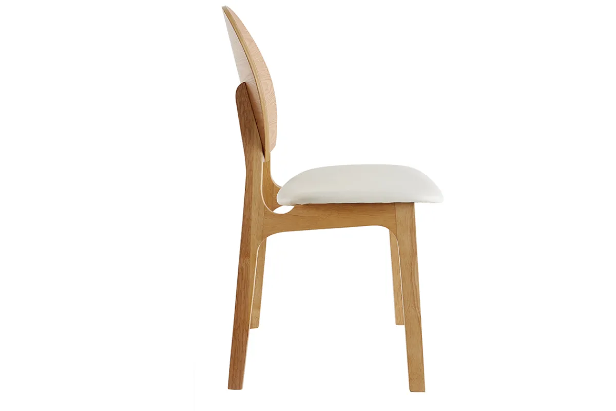 Miliboo Skandinavische Stühle hellem Holz und weißes Polyurethan (2er Set) ELTON* Design-stühle|Holzstühle