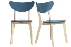 Miliboo Skandinavische Stühle in Petrolblau und hellem Holz (2er-Set) LEENA* Design-stühle|Holzstühle