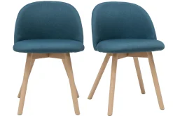 Miliboo Skandinavische Stühle mit entenblauem Stoff und massivem Buchenholz (2er-Set) CELESTE* Design-stühle