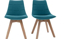 Miliboo Skandinavische Stühle mit Stoff in Blaugrün (2er-Set) MATILDE* Design-stühle