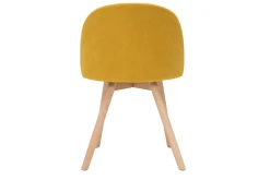 Miliboo Skandinavische Stühle mit senfgelben Stoff mit Samteffekt und massivem Buchenholz (2er-Set) CELESTE* Design-stühle
