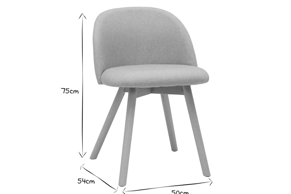 Miliboo Skandinavische Stühle mit hellgrauem Stoff und massivem Buchenholz (2er-Set) CELESTE* Design-stühle