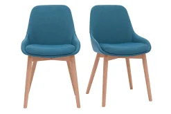 Miliboo Skandinavische Stühle mit entenblauem Stoff und massivem Buchenholz (2er-Set) HOLO* Design-stühle