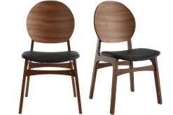 Miliboo Skandinavische Stühle Nussbaum und schwarzes Polyurethan (2er Set) ELTON* Design-stühle|Holzstühle
