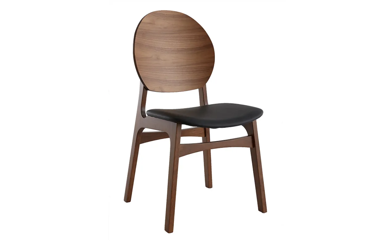 Miliboo Skandinavische Stühle Nussbaum und schwarzes Polyurethan (2er Set) ELTON* Design-stühle|Holzstühle
