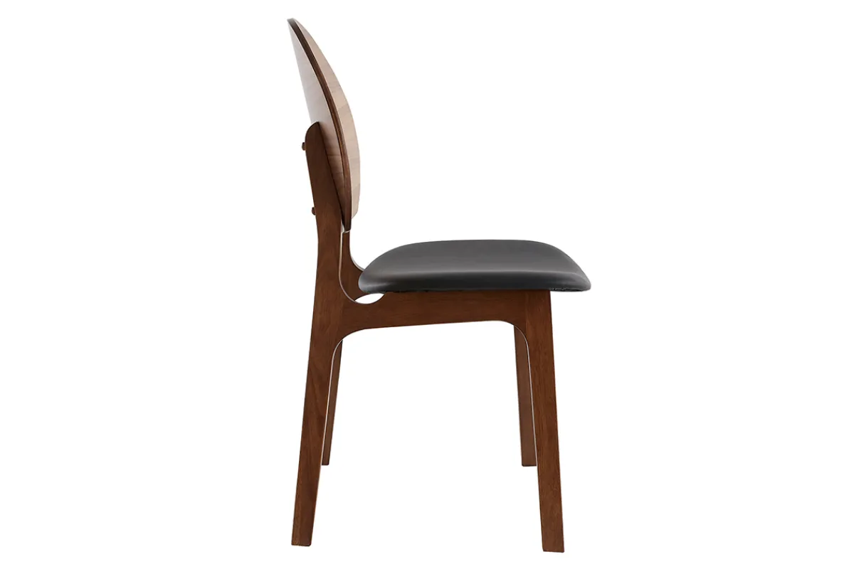 Miliboo Skandinavische Stühle Nussbaum und schwarzes Polyurethan (2er Set) ELTON* Design-stühle|Holzstühle