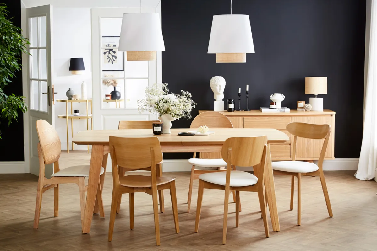 Miliboo Skandinavische Stühle Nussbaum und schwarzes Polyurethan (2er Set) ELTON* Design-stühle|Holzstühle
