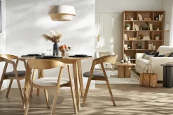 Miliboo Skandinavische Stühle stapelbar aus hellem Eichenholz und schwarzem Stoff (2er-Set) LOVA* Design-stühle|Holzstühle