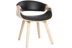 Miliboo Skandinavischer Armstuhl, schwarz und helles Holz ARAMIS* Design-sessel|Design-stühle