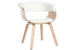 Miliboo Skandinavischer Armstuhl, weiß und helles Holz OKTAV* Design-sessel|Design-stühle