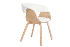 Miliboo Skandinavischer Armstuhl, weiß und helles Holz OKTAV* Design-sessel|Design-stühle