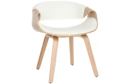 Miliboo Skandinavischer Armstuhl, weiß und helles Holz ARAMIS* Design-sessel|Design-stühle