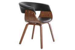 Miliboo Skandinavischer Armstuhl, schwarz und dunkles Holz OKTAV* Design-sessel|Design-stühle