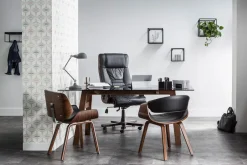 Miliboo Skandinavischer Armstuhl, schwarz und dunkles Holz ARAMIS* Design-sessel|Design-stühle