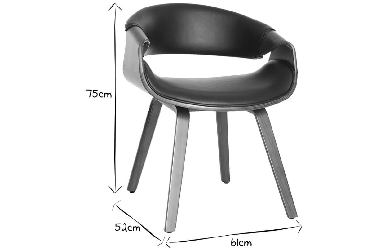 Miliboo Skandinavischer Armstuhl, schwarz und dunkles Holz ARAMIS* Design-sessel|Design-stühle