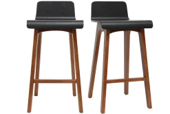 Miliboo Skandinavischer Barhocker in Schwarz und Walnuss H65 cm (2er-Set) BALTIK* Barhocker