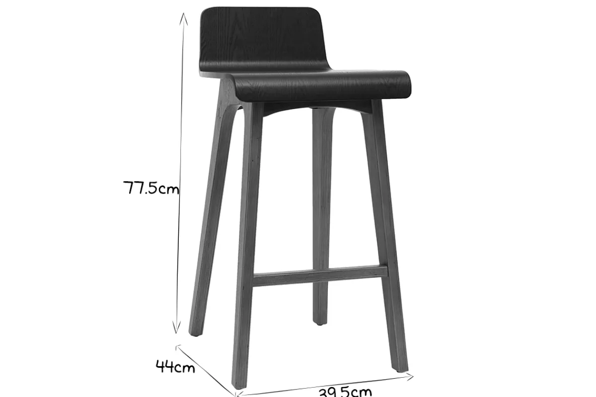 Miliboo Skandinavischer Barhocker in Schwarz und Walnuss H65 cm (2er-Set) BALTIK* Barhocker