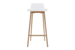 Miliboo Skandinavischer Barhocker in Weiß und helles Holz H75 cm (2er-Set) BALTIK* Barhocker