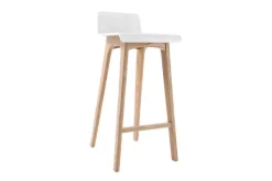 Miliboo Skandinavischer Barhocker in Weiß und helles Holz H75 cm (2er-Set) BALTIK* Barhocker