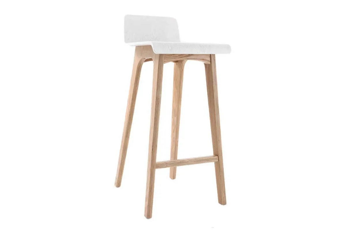 Miliboo Skandinavischer Barhocker in Weiß und helles Holz H75 cm (2er-Set) BALTIK* Barhocker