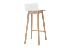 Miliboo Skandinavischer Barhocker in Weiß und helles Holz H75 cm (2er-Set) BALTIK* Barhocker