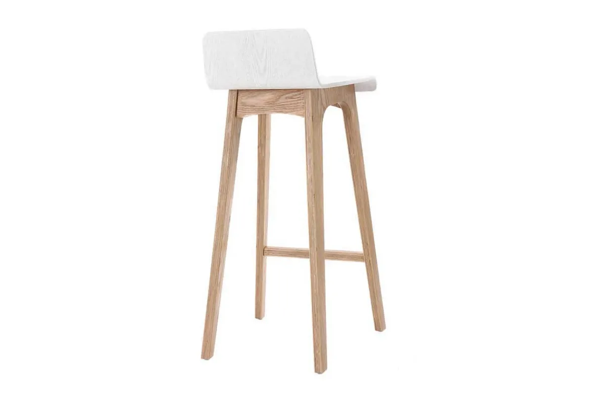 Miliboo Skandinavischer Barhocker in Weiß und helles Holz H75 cm (2er-Set) BALTIK* Barhocker