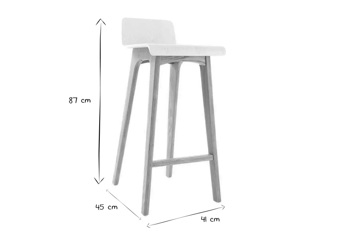 Miliboo Skandinavischer Barhocker in Weiß und helles Holz H75 cm (2er-Set) BALTIK* Barhocker