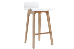 Miliboo Skandinavischer Barhocker in Weiß mit hellem Holz H65 cm (2er-Set) BALTIK* Barhocker
